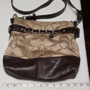 Leather and Fabric Coach Monogram Bag